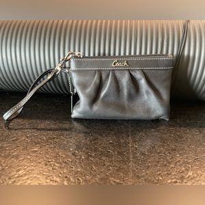 Coach black leather wristlet.